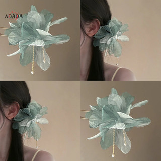 Woada Hàn Quốc Cổ Voan Hoa Ngọc Trai sel Tóc Dính Hình Chữ U Kẹp Tóc Tính Khí Phong Cách Trung Hoa Kẹp Tóc Cho Nữ Mũ VN