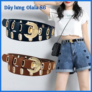  Dây lưng Casual đục lỗ cao cấp thắt lưng nữ lỗ nhỏ bản 2.3cm khóa tròn tiện dụng phong cách thanh lịch OLL338 