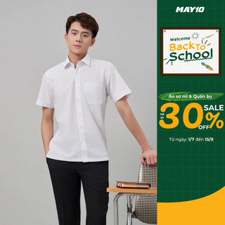 Áo sơ mi trắng nam cộc tay may 10 mã 010122932won at049 dáng suông