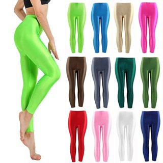 Phụ Nữ Mới Huỳnh Quang Spandex Quần Legging 1 Màu Trơn Thường Ngày Kích Thước Lớn Co Giãn Sáng Bóng Quần Cho Bé Gái Phổ Biến Chất Lượng Cao Bán Chạy