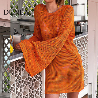 Đầm đi biển hở lưng bằng vải Baggy dệt kim DUNEA dành cho nữ