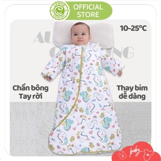 Túi Ngủ Mùa Đông Cho Bé Từ 0 Đến 5 Tuổi Cotton Mềm Mịn, Chần Bông Ấm Áp, Tay Có Thể Tháo Rời