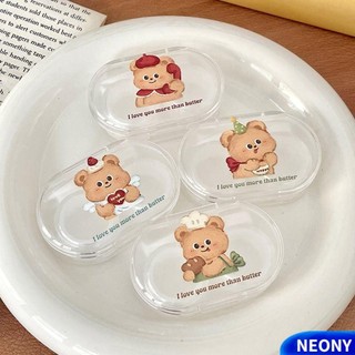 Hộp Đồng Hành Cận Thị NEONY, Ống Kính Tiếp Xúc Gấu Bơ Hoạt Hình Di Động, Hộp Bảo Quản Nhựa Dễ Thương Nữ Bé Gái