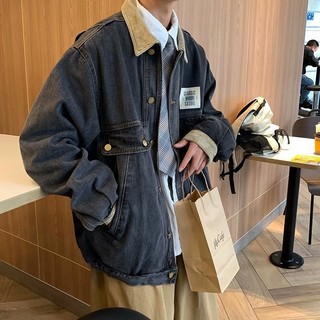 Áo khoác denim đường phố cổ điển Áo khoác nam dáng rộng đẹp trai cao cấp