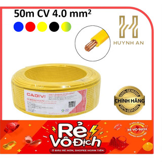 [Lẻ 50 mét] Dây điện cadivi 4.0 đơn 1 lõi 7 sợi đồng bên trong CV4.0