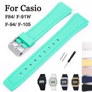 18mm cho Casio G-shock cho Quartz Dây đeo đồng hồ kỹ thuật số F91W F84 F94 F105 F108 A158 A168 AE1200 AE1300 Dây đeo đồng hồ cao su silicon TPU Nam Nữ Vòng đeo tay
