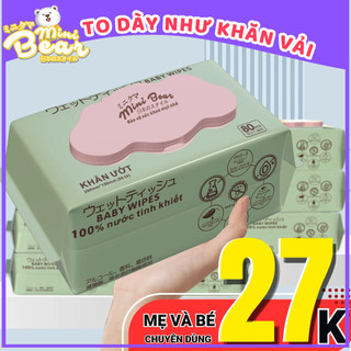 Khăn ướt MiniBear cao cấp mềm mại, không cồn, không mùi, an toàn cho mọi làn da (gói 80 tờ)