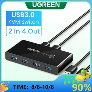 Ugreen Bộ chia 4 cổng USB 2.0 3.0 có công tắc cho máy tính/máy in/máy scan/chuột