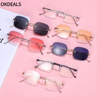 Kính Mát Hình Vuông Nhỏ Không Viền Chống Tia UV400 Thời Trang Mùa Hè Cho Nữ