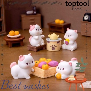Búp bê mèo TOPTOOL, Nhà búp bê DIY Tượng động vật cổ tích, Đồ trang trí ô tô Quà tặng làm vườn Các bức tượng nhỏ