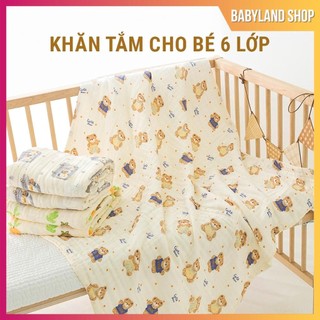 Khăn xô tắm cho bé 6 lớp loại to, 105cm x105 cm, an toàn cho bé sơ sinh, dùng làm khăn tắm, chăn đắp, khăn quấn bé