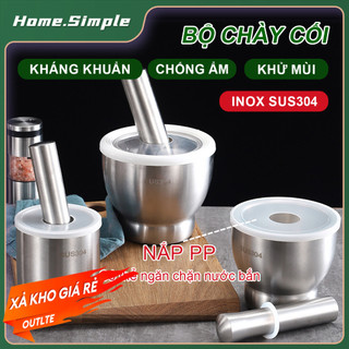 Bộ cối chày inox 304 bộ cối chày siêu bên inox 304 bộ chày cối inox mẫu mới size 10cm/12,7cm/15cm/17cm