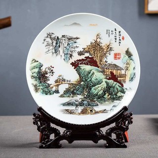  Đồ gốm sứ Jingdezhen đĩa đồ trang trí phòng khách đồ thủ công mỹ nghệ Trung Quốc đồ trang trí tủ tivi tủ rượu lối vào 
