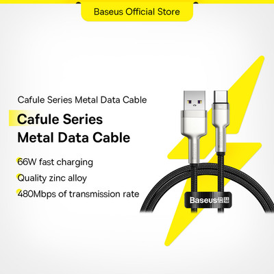 Cáp USB to Type-C Baseus 6A 66W – Sạc Nhanh và Truyền Dữ Liệu 480Mbps cho Huawei Mate 40 Pro và P30 Pro