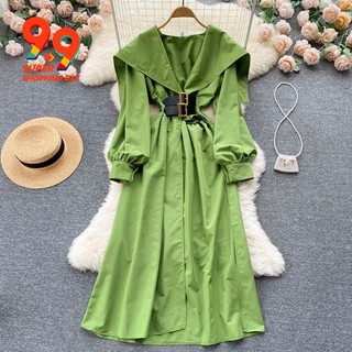 Đầm Cổ V Dáng Chữ A Xẻ Tà Phong Cách Retro Thời Trang Cho Nữ