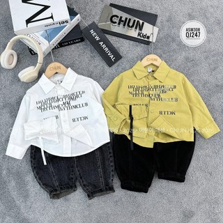 ASM308 - ÁO somi CHO BÉ loang túi kèm đai chữ ngược chồng chéo - 24027