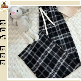 Quần kẻ caro nhiều màu mặc quanh năm ống suông dài form 58KG cạp chun co giãn cho nữ