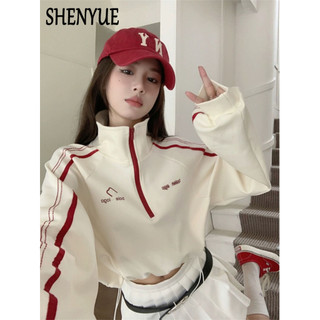 SHENYUE Áo Khoác hoodie áo khoác nữ zip hoodie INS Phong cách Popular casual WWY2470H0C 38Z240918