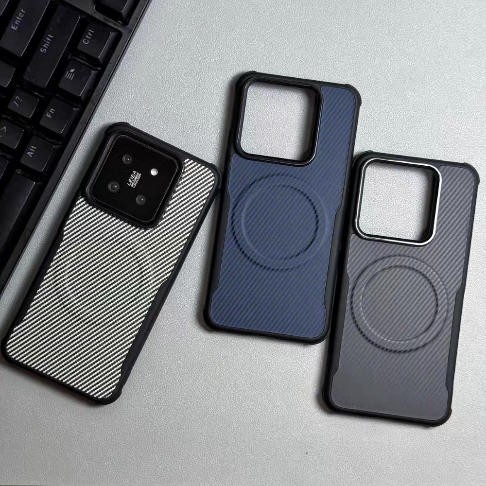 Ốp điện thoại chống nứt sạc từ tính họa tiết sợi Carbon cho Xiaomi 14 Pro Mi14 Ultra