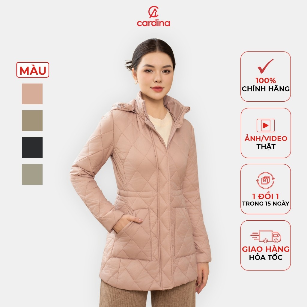 Áo phao nữ CARDINA chất liệu vải gió cao cấp chống nhăn mềm mại trần bông nhẹ giữ nhiệt tốt 4PLF01