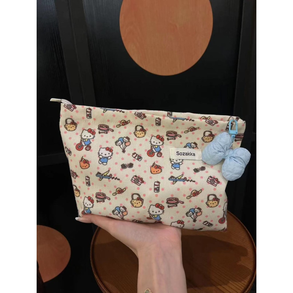 Túi lưu trữ ly hợp mèo kitty kitty Túi lưu trữ hoạt hình Vải ly hợp dung tích lớn