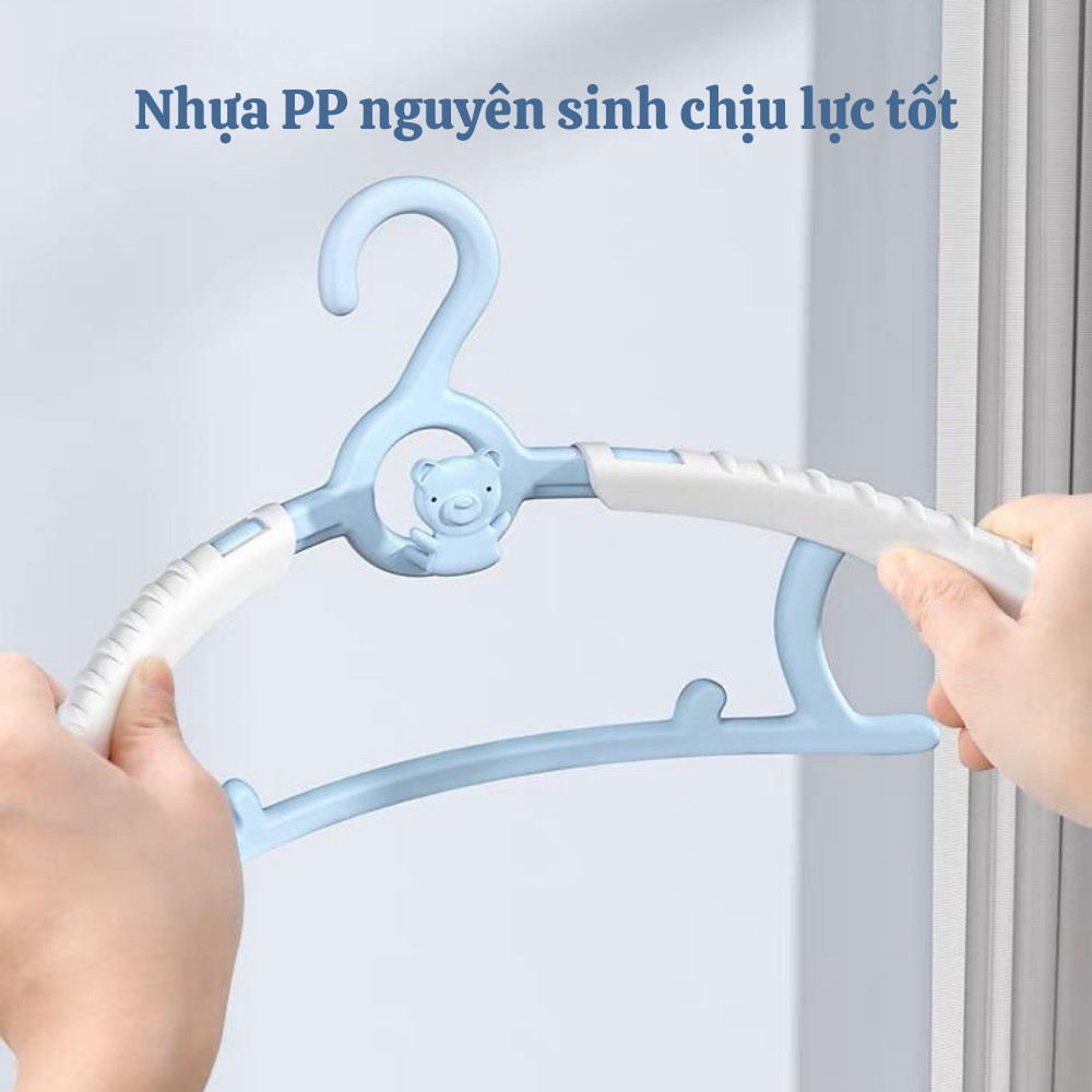 [HÀNG LOẠI 1] Móc treo quần áo trẻ em hình gấu chống trượt điều chỉnh được độ rộng nhựa PP siêu bền | BigBuy360 - bigbuy360.vn