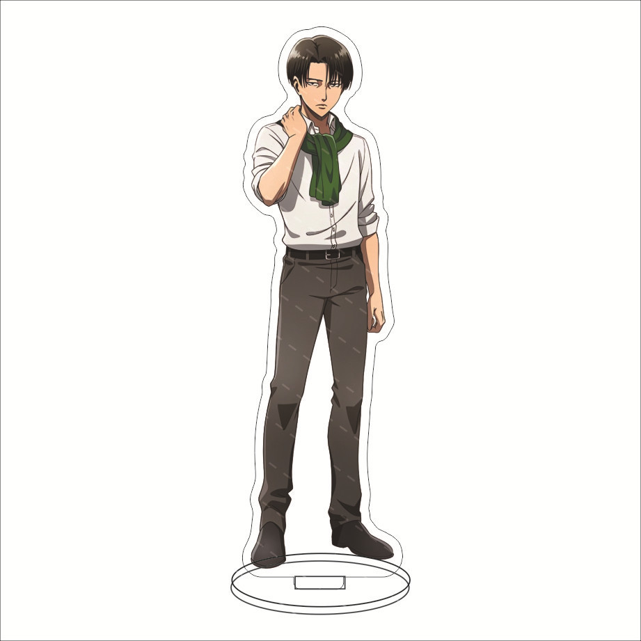 Móc Khoá, Mô Hình Standee Attack on Titan Acrylic Levi Mikasa Eren Trang Trí Bàn Học, Làm Việc