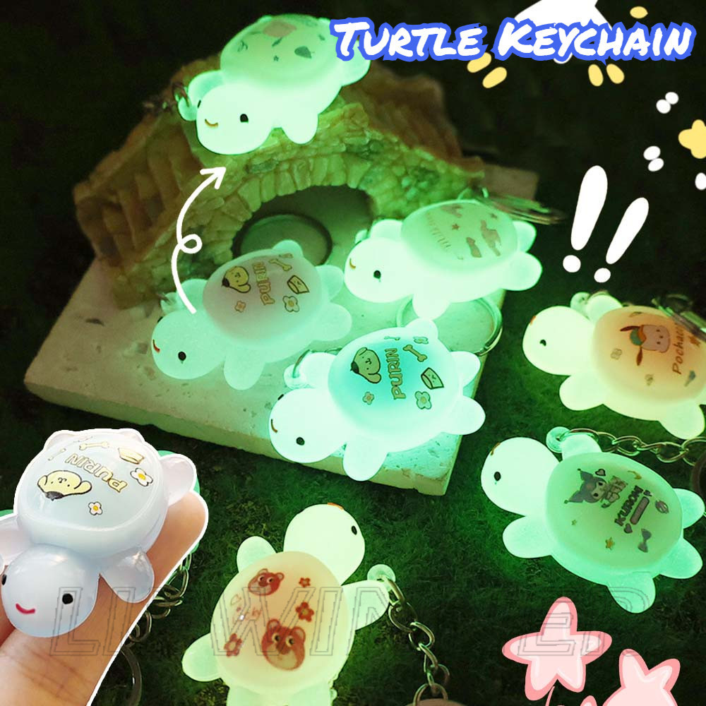 Móc khóa rùa nhỏ in hình Sanrio - Thời trang, ngộ nghĩnh, Kawaii - Túi xách, Mặt dây chuyền trang trí ô tô - Quà tặng đáng yêu cho bạn bè, trẻ em - Vòng chìa khóa động vật hoạt hình phát sáng