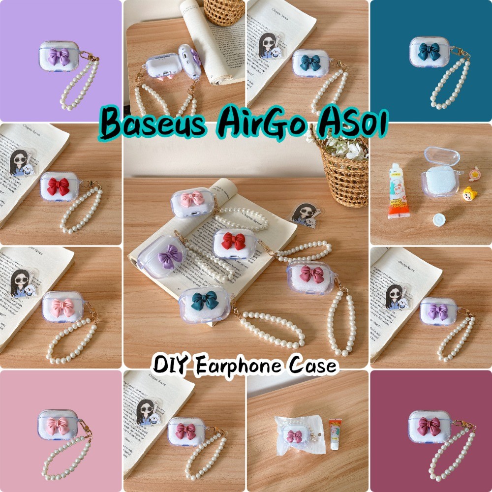 [Giảm giá] Dành cho Vỏ Baseus AirGo AS01 DIY Vỏ tai nghe silicon mềm nơ dễ thương Vỏ NO.3