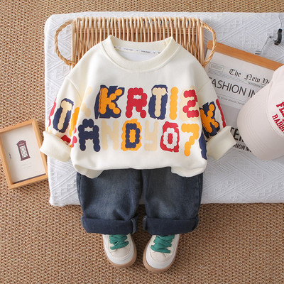 Set Thu Đông Áo Sweeter Họa Tiết Chữ Quần Dài Jean Bé Trai 1-5 Tuổi MINTSCLOSET Quảng Châu - TD4410