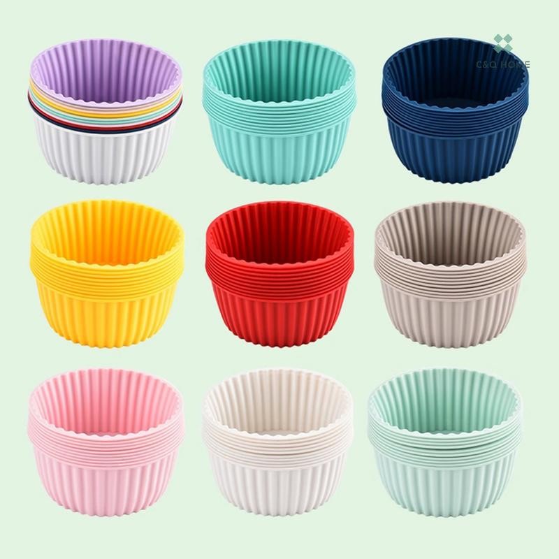 C & Q 2 Chiếc Khuôn Bánh Silicon Cho Muffin Cupcake Nướng Thực Phẩm Silicon Bagels Chảo Nướng Bánh C