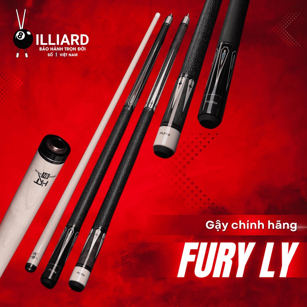 Cơ Bida [Fury LY] Phân Phối Chính Hãng XBilliard ( Tặng Kèm Bao Da, Lơ, Găng tay Và Khăn Lau Cơ)