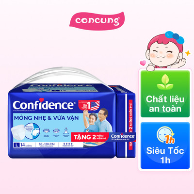 Tã quần người lớn Confidence Mỏng nhẹ & vừa vặn (size L, 14M) - concung