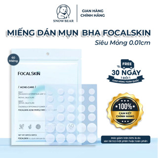 [60 Miếng] Miếng Dán Mụn BHA FOCALSKIN - Siêu Mỏng 0.01cm, Hút Mụn, Giảm Sưng, Che Mụn, Ngày & Đêm