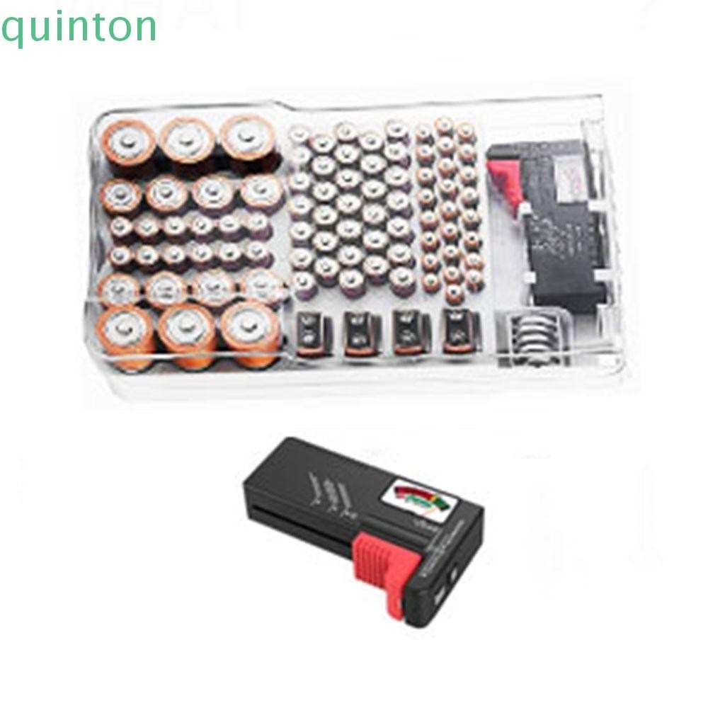 Hộp đựng pin QUINTON, Máy kiểm tra pin 2in1 di động, Giá đỡ pin treo tường có nắp Hộp đựng pin mở rộng bền bỉ tại nhà