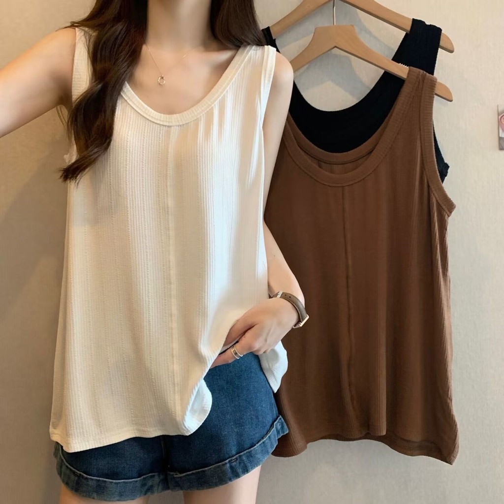 MR [Áo Vest Oversize] (40-100kg) Áo không tay phong cách Mỹ thời trang trơn cỡ lớn Áo yếm mỏng dáng 