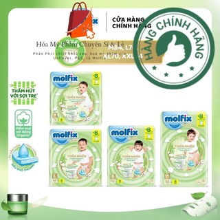 Tã/bỉm quần Molfix Thiên nhiên Ultra M76/L68/XL62/XXL56