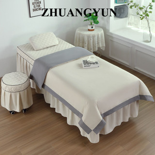  4 Hoa Hồng Thẩm Mỹ Viện Bộ Chăn Ga Gối Massage Spa Khăn Trải Giường + Vỏ Gối + Vỏ Ghế đẩu + Vỏ Duvet Bộ Salon Câu Lạc Bộ 