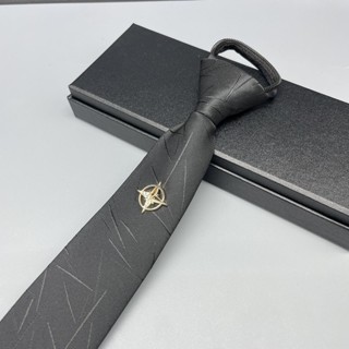 Cà vạt nam thắt sẵn 6cm màu đen hoạ tiết gắn tag cài thời trang 2024  Phụ kiện cưới Giang