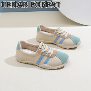 SHANMUSENLIN✨Giày trắng sinh viên đáy phẳng phiên bản Hàn Quốc giày nữ thời trang phong cách mới đế dày chiều cao tăng thoáng khí giày thể thao thông thường