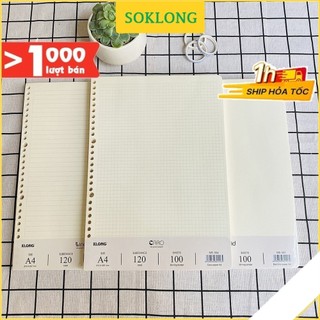 Ruột sổ còng Klong A4 gồm 100 tờ caro, dotgrid, kẻ ngang định lượng cao, giấy refill binder Klong