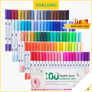 Bộ 12/24/36 bút màu dual tip 2 đầu gồm ngòi brush + liner Sổ KLONG, bút viết bullet journal B07