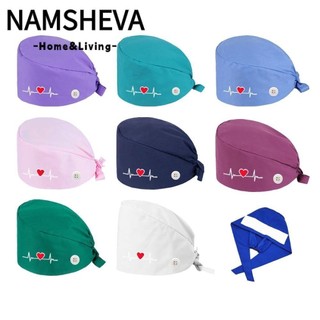 NAMSHEVA phòng mổ, Mũ làm việc bác sĩ thêu Cotton, Mũ làm đẹp chống bụi in màu trơn