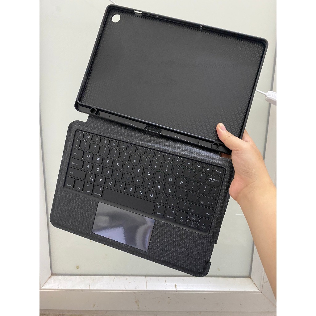 BAO DA BÀN PHÍM Samsung Galaxy Tab A9 Plus 2023 có Touchpad, giá đỡ, đèn LED tháo rời