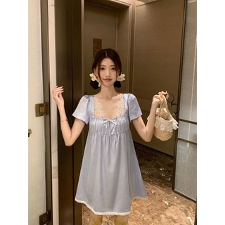 Ren Mới Nữ Tay Ngắn Váy Ngủ Ngọt Ngào Công Chúa Dễ Thương Mùa Hè Homewear Rời Bộ Đồ Ngủ Thoải Mái (Phiên Bản Chất Lượng Cao)