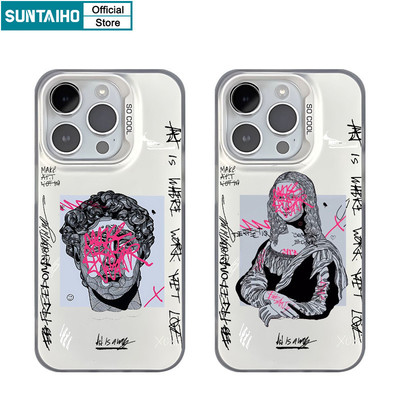 Suntaiho Thẩm Mỹ Độc Đáo Graffiti Nam Nữ Họa Tiết Ốp lưng Cho Iphone 15 14 13 12 11 Pro Max TPU Silicon Mềm Cao Cấp Chống Sốc Ốp Lưng