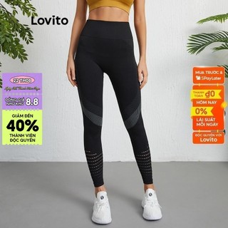 Quần legging thể thao Lovito L09021 lưng cao nhanh khô màu trơn
