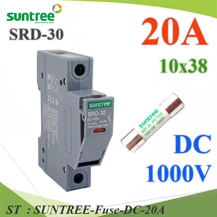 Bộ cầu chì DC Size 20A 1000V SUNTREE kèm hộp Mẫu hoàn chỉnh SUNTREE-Fuse-DC-20A