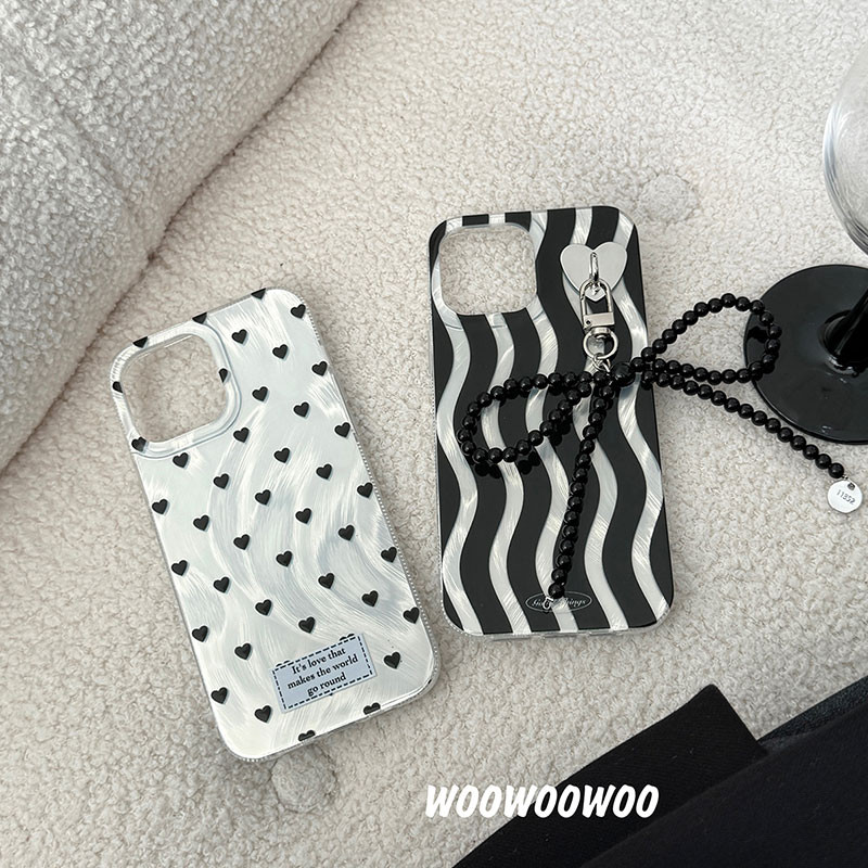 Ins Love Black Wave Strip Thích hợp cho Samsung s24 + / s23 / s22 / s20 / s21FE Ốp điện thoại note20