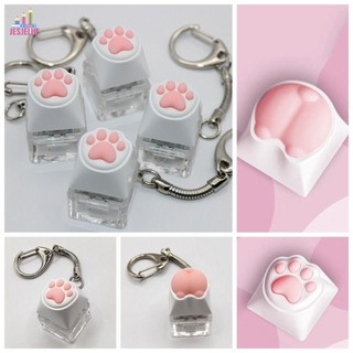 Jesjeliu Pink Cat Claw Keycap Móc chìa khóa Giải trí mềm Quà tặng vui nhộn